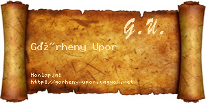 Görheny Upor névjegykártya